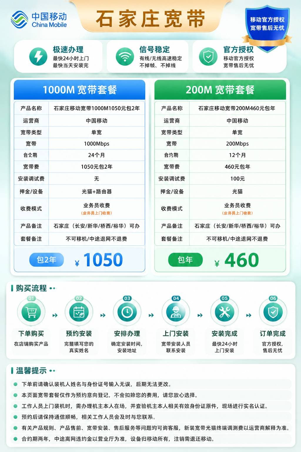 石家庄移动宽带【200-1000M】 详情图 1