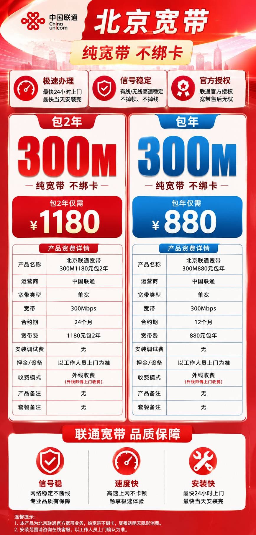 北京联通单宽【300M1年或2年】 详情图 1