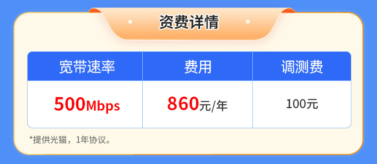 北京移动单宽【860元500M】 详情图 1