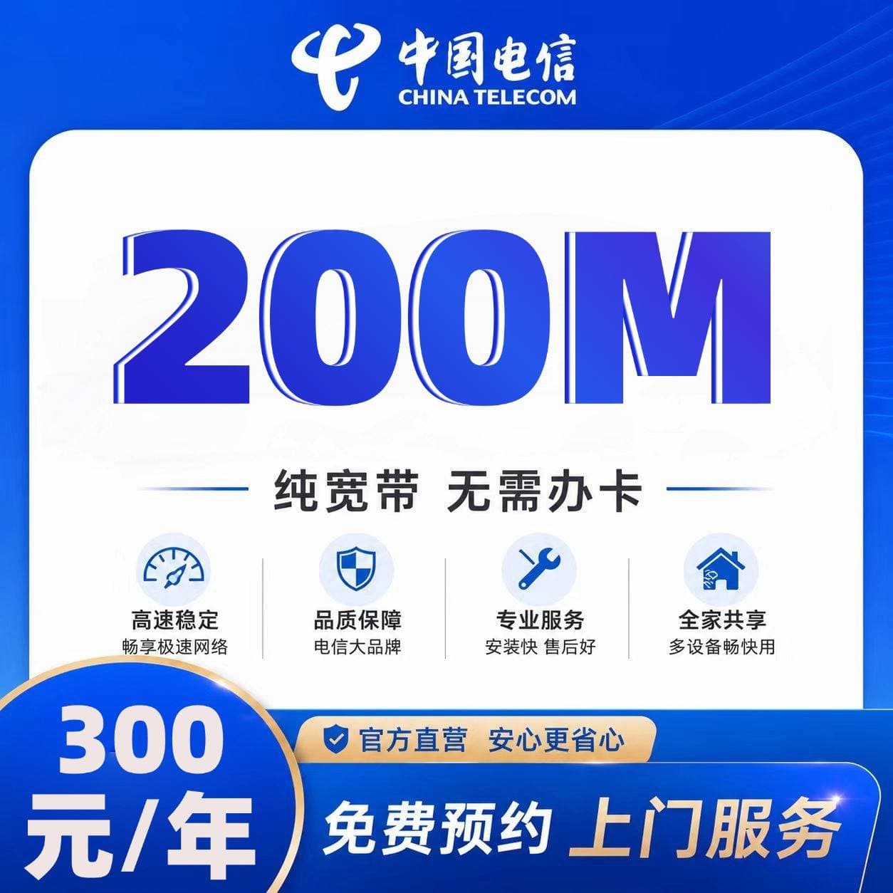 河南电信单宽【300元200M】