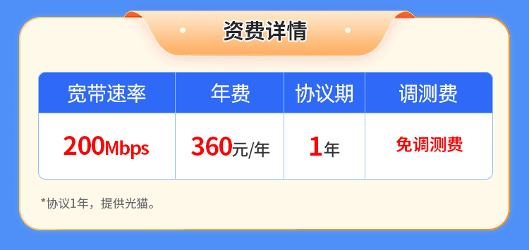 济南移动单宽【360元200M】 详情图 1