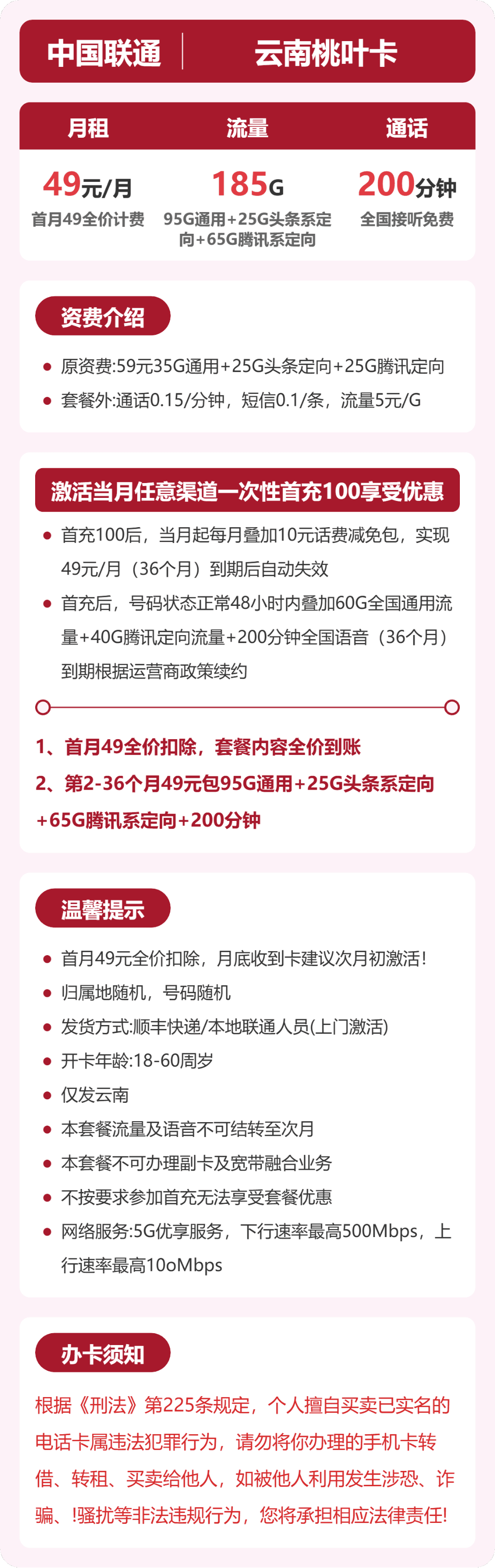53080-联通云南桃叶卡 详情图
