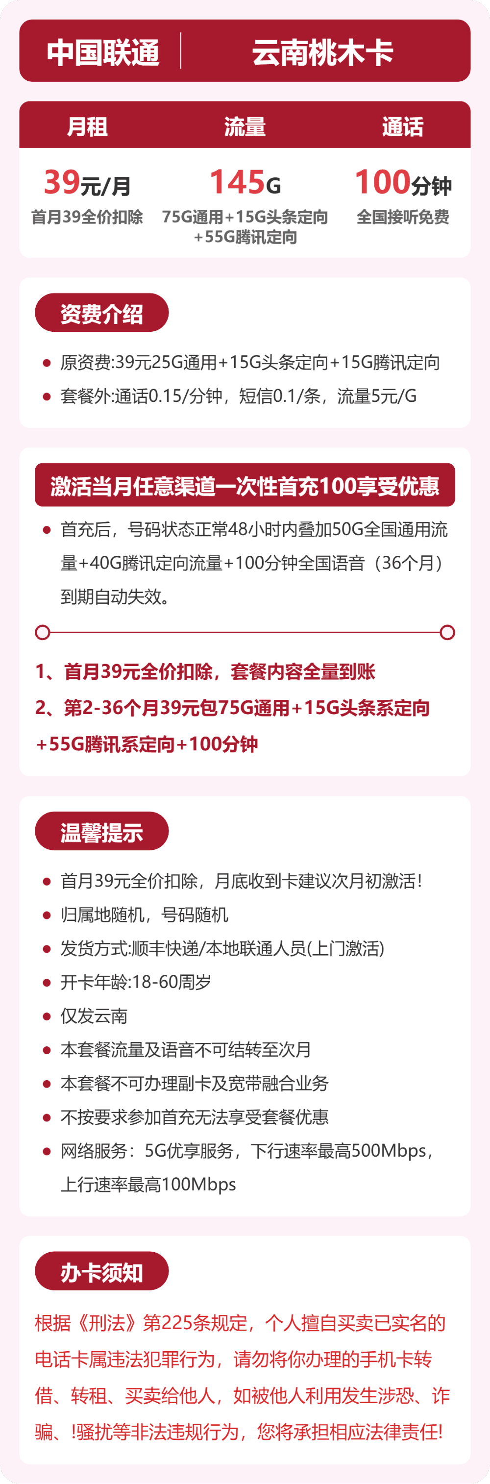 53081-联通云南桃木卡 详情图
