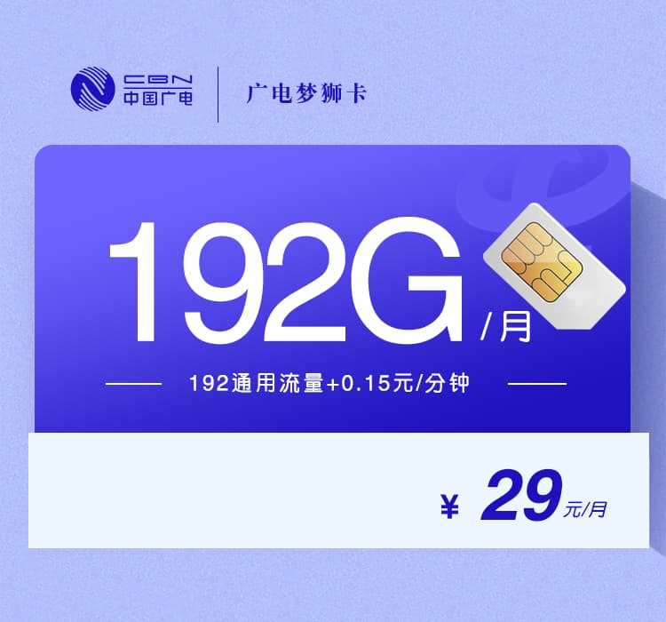 广电梦狮卡【29元192G】