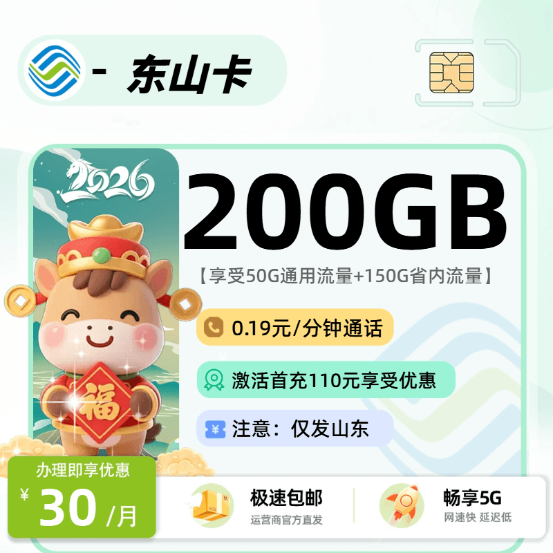 0531移动东山卡【山东省内】