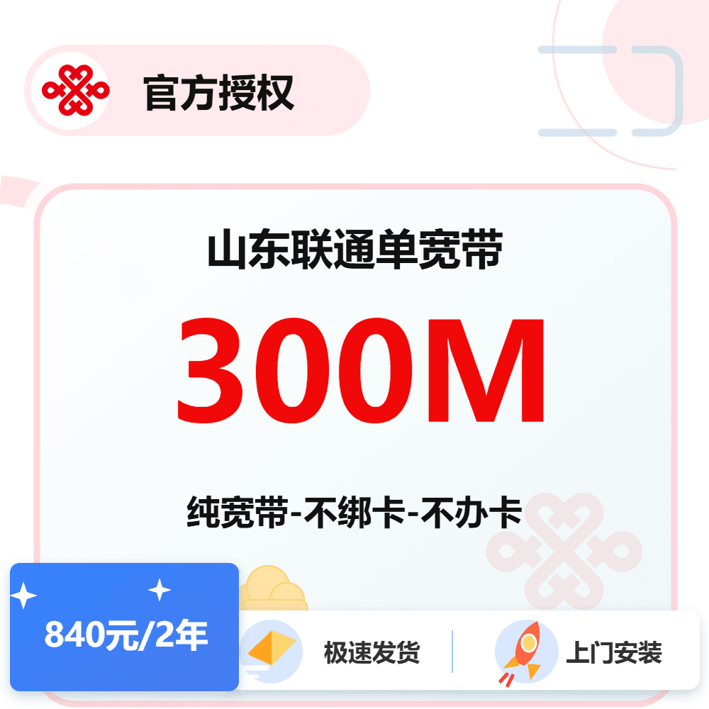 山东联通单宽300M-2年