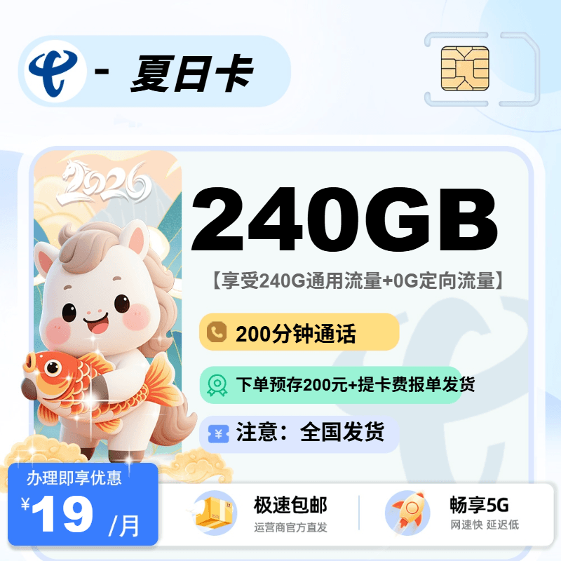 电信夏日卡【报单激活后发货】