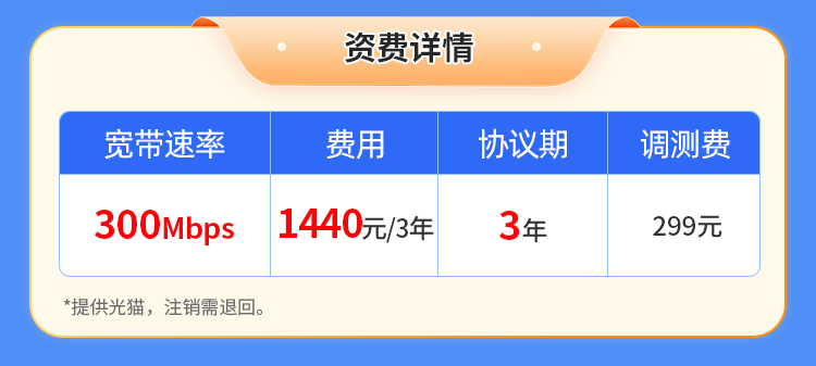 邢台电信单宽【1440元300M3年】 详情图 1