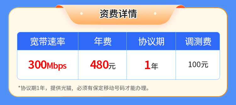 秦皇岛移动单宽【480元300M】 详情图 1