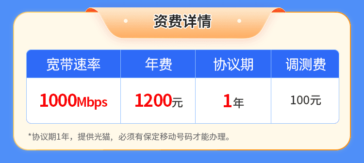 保定移动单宽【1200元1000M】 详情图 1