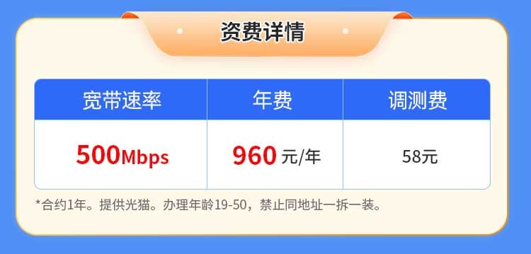武汉电信单宽【960元500M】 详情图 1