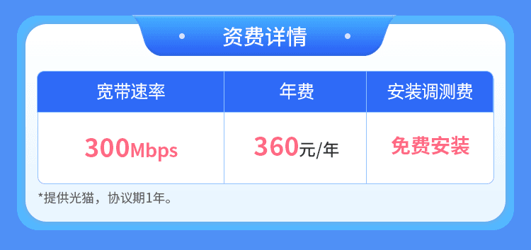 武汉移动单宽【360元300M】 详情图 1