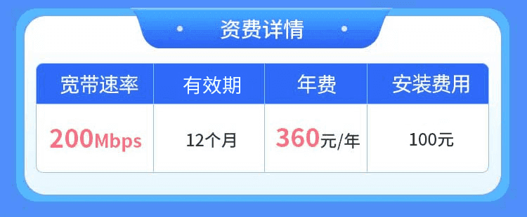 天津电信单宽【30元200M1月】 详情图 1