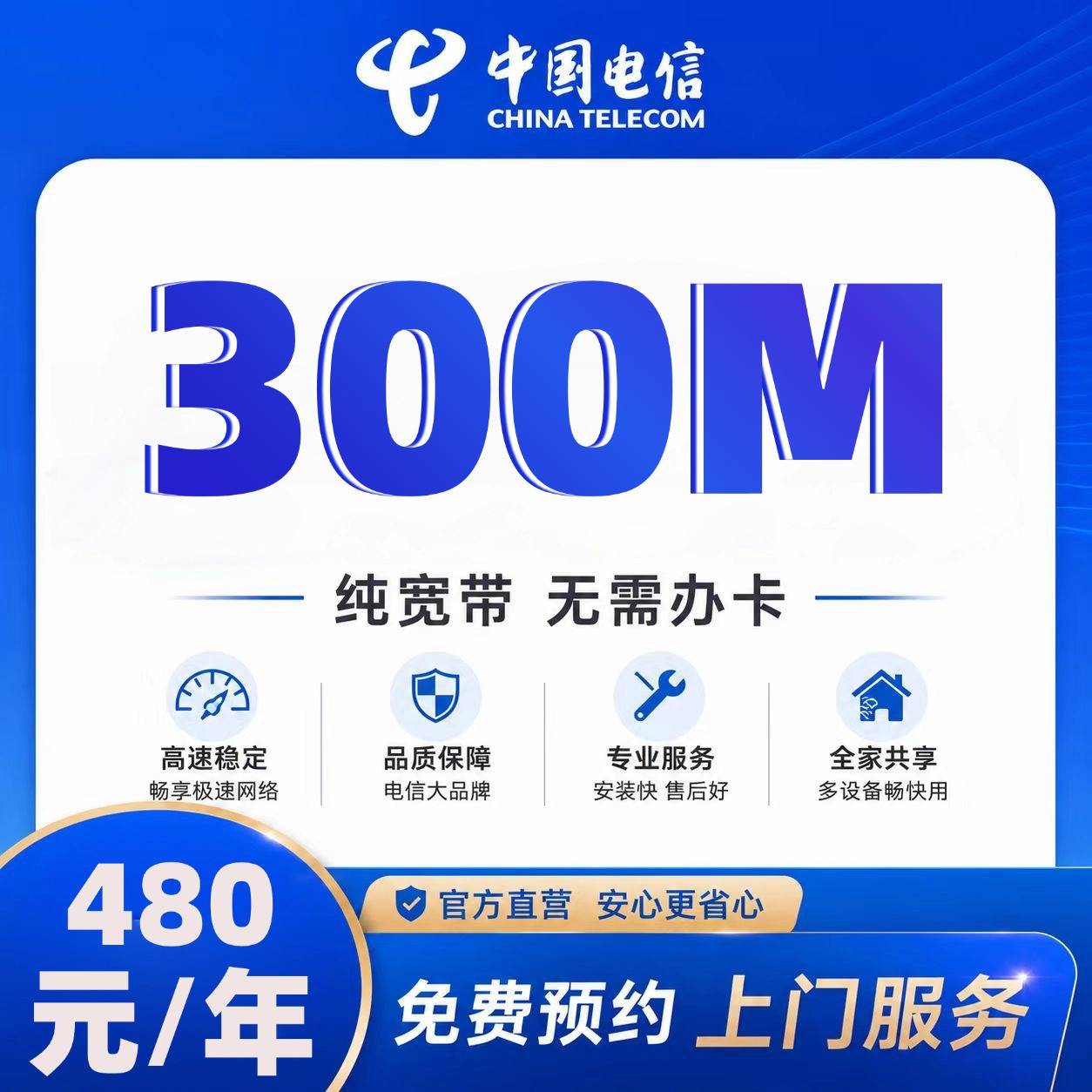山东电信单宽【480元300M】