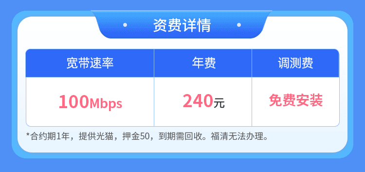 福建移动单宽【240元100M】 详情图 1