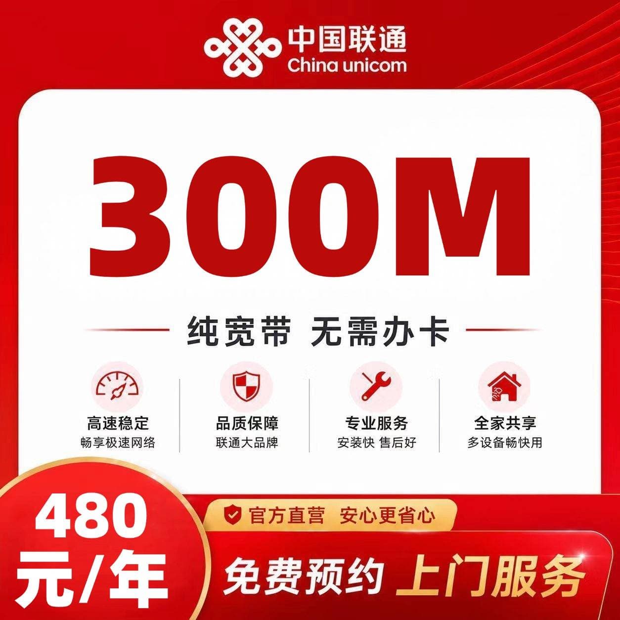 安徽联通单宽【480元300M】