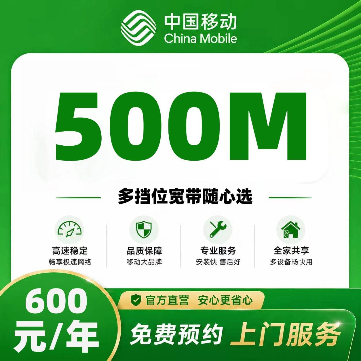六安移动单宽【600元500M】