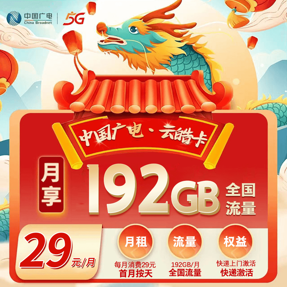 广电云皓卡【29元192G【全国】